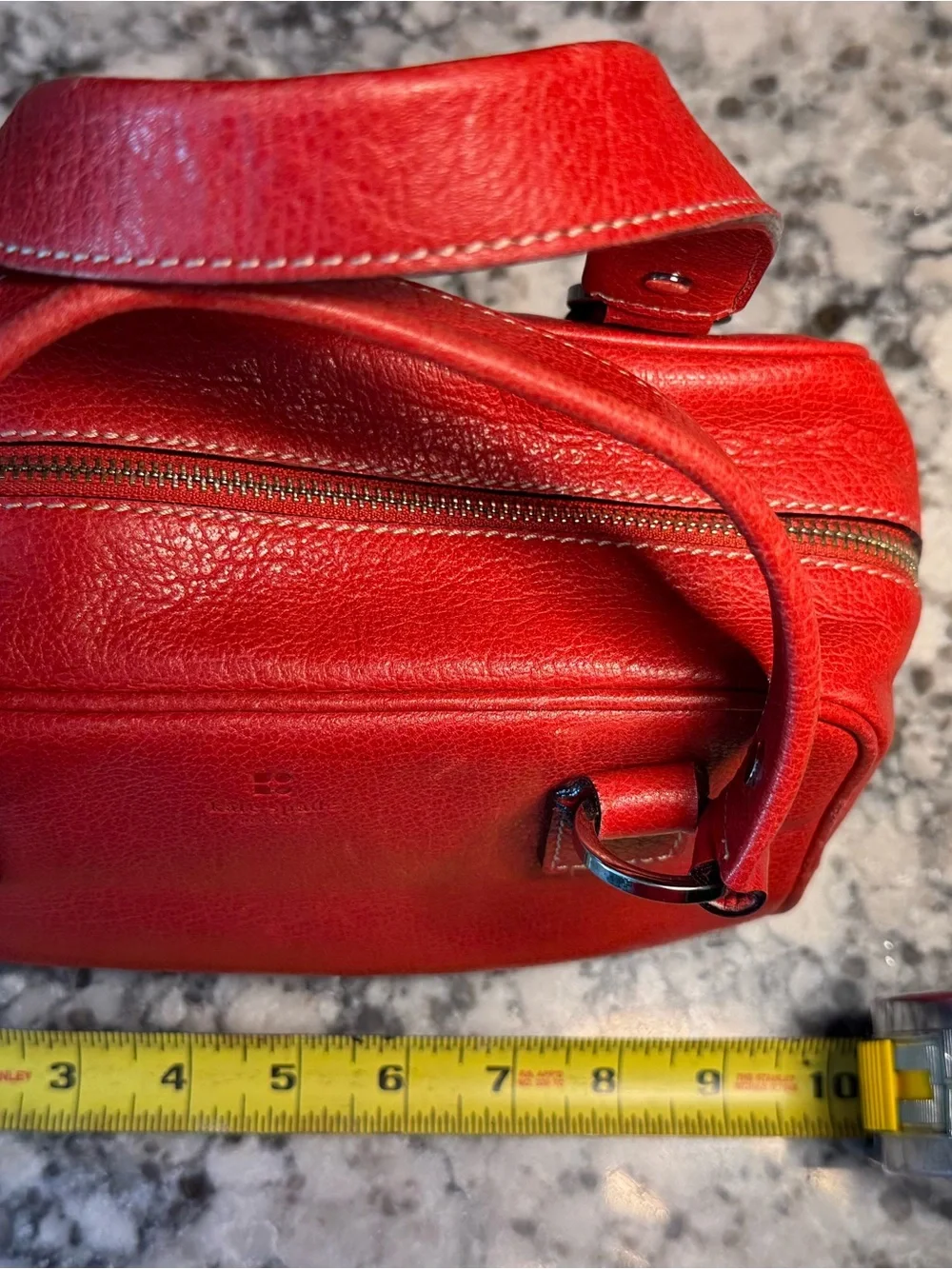 kate spade Red Leather Bowler Mini Bag with Silver Hardware